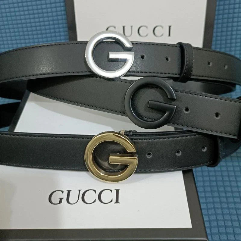 3 Colors Luxury Single G Black Leather Belt