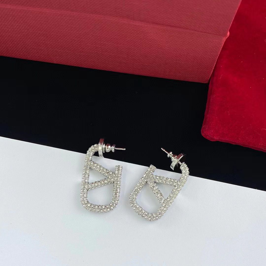 Full Diamond Metal Logo Earrings