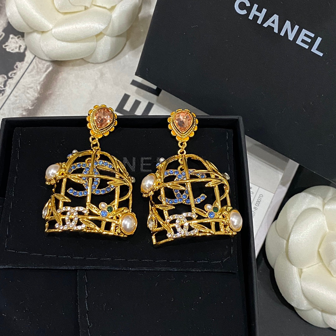 Retor Gold Birdcage Stud Earrings