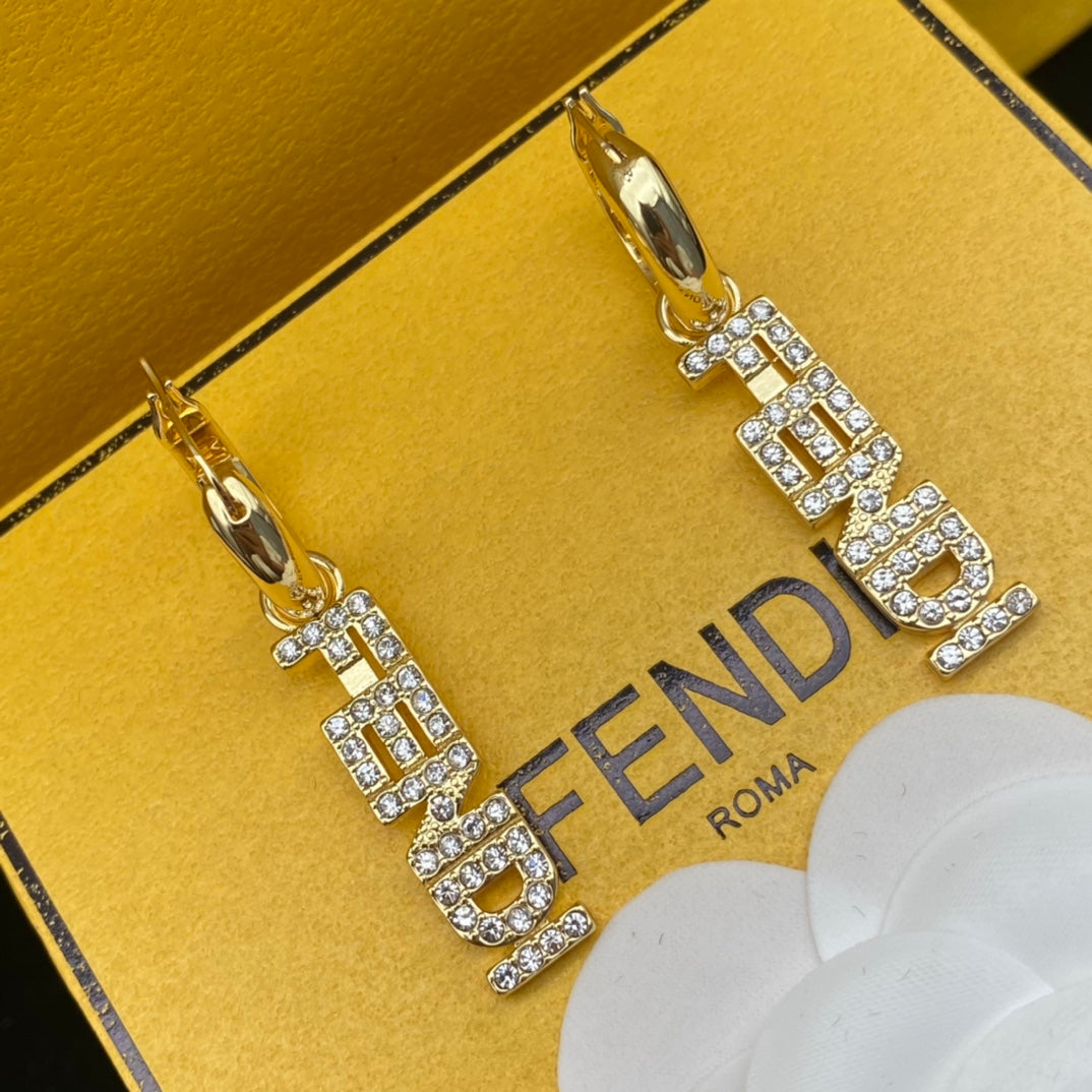 F Full Diamond Logo Earrings