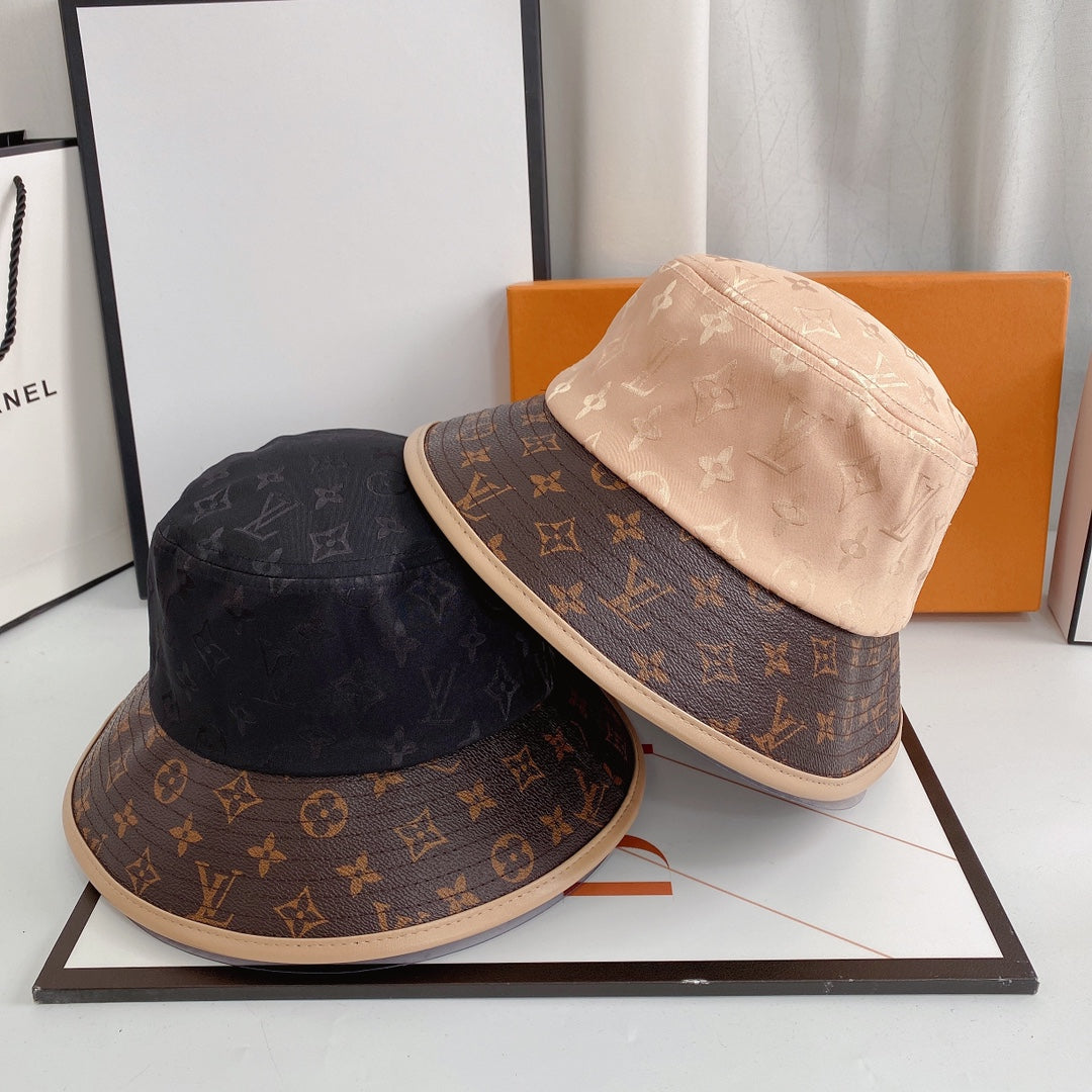 Leather Print Paneled Bucket Hat