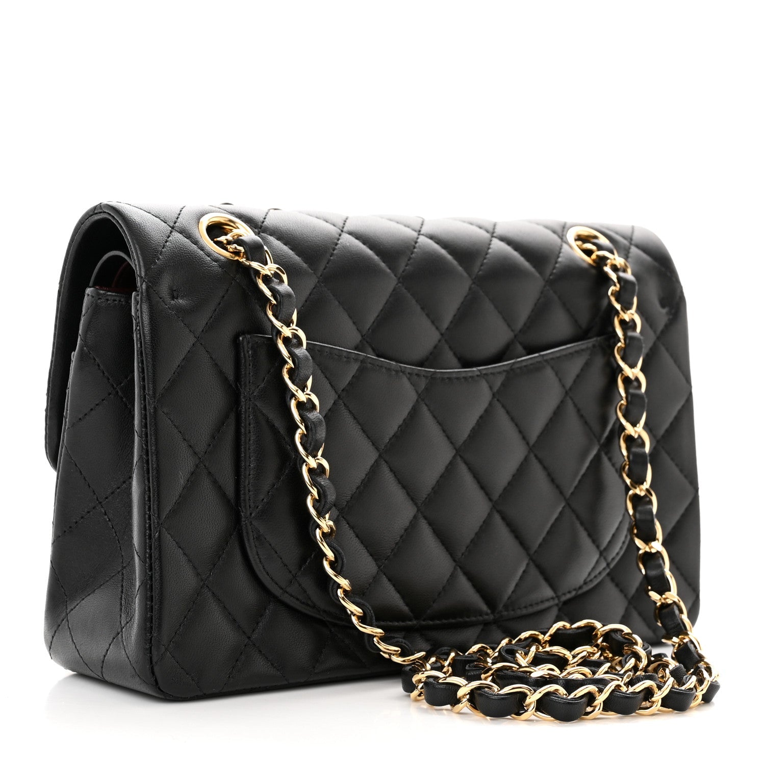 Lambskin Quilted Small Double Flap Black