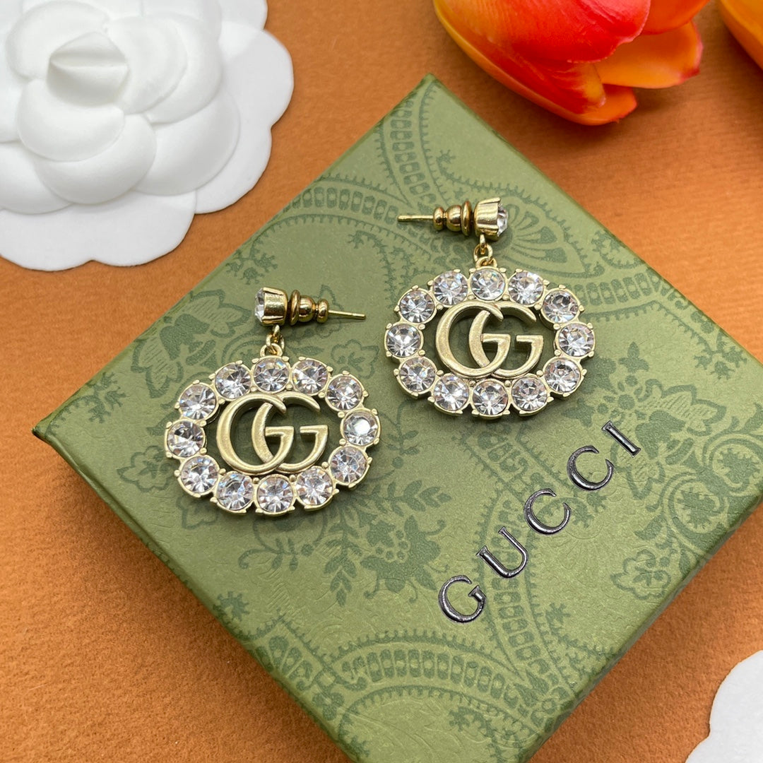 Sparkling Crystal Diamond Letter Earrings