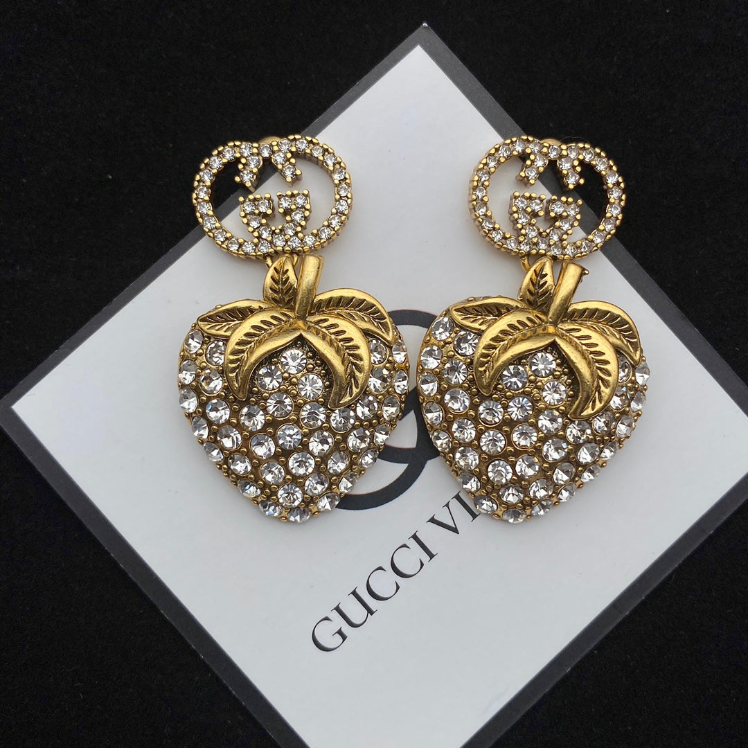 Sparkling Strawberry Diamond Earrings