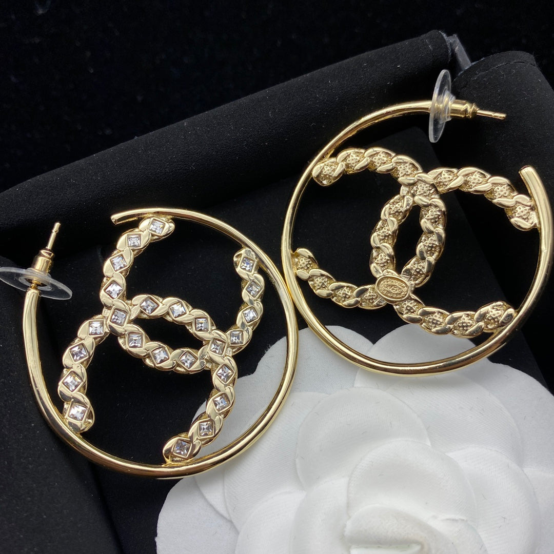 Diamond Letter Hoop Earrings