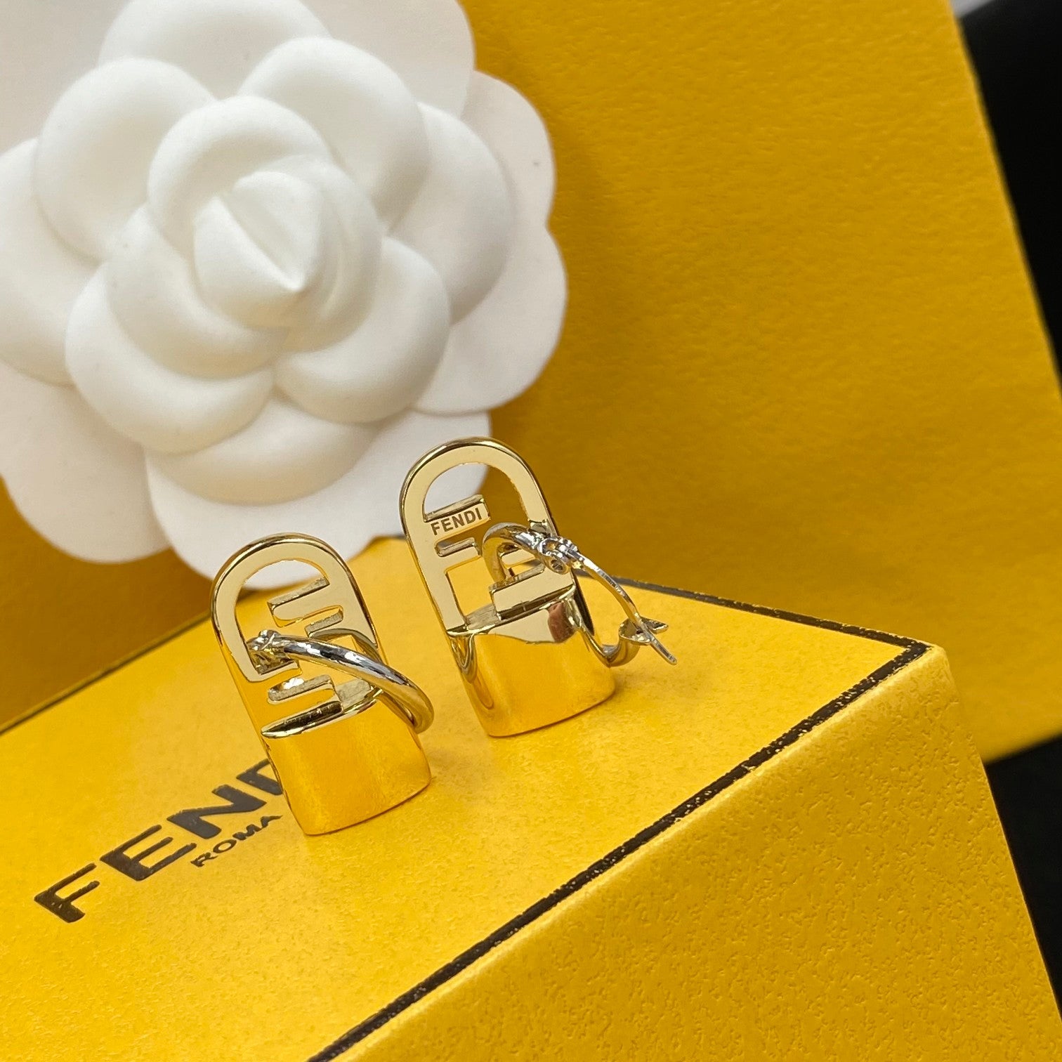 F Letter Lock Earrings