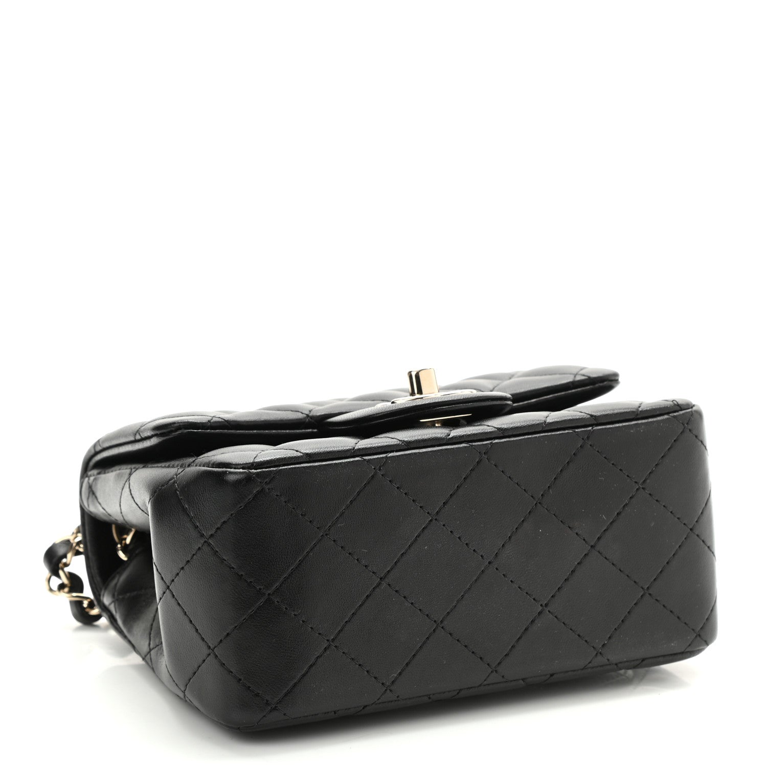 Lambskin Quilted Mini Square Flap Bag Black