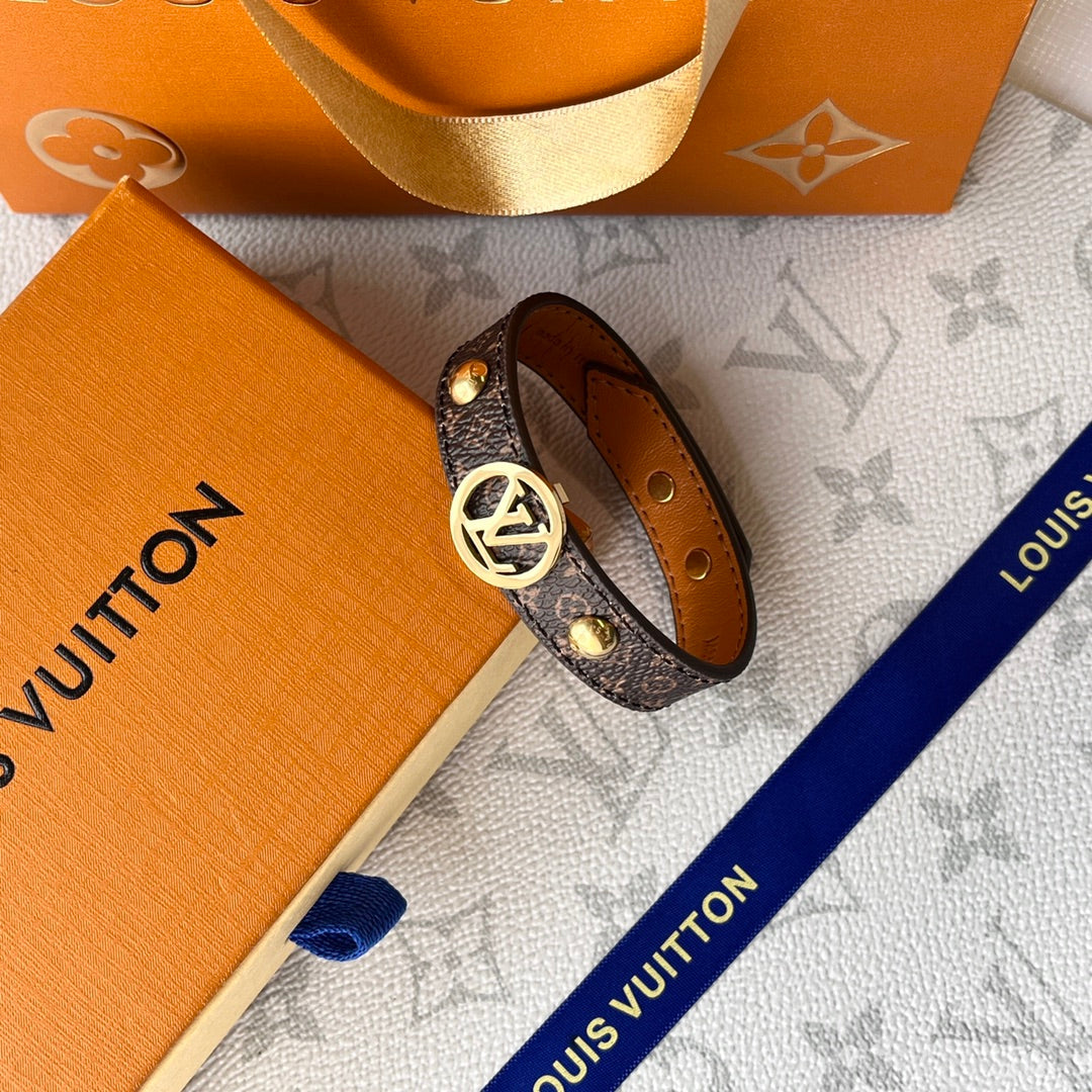 Classic Monogram Print Leather Bracelet