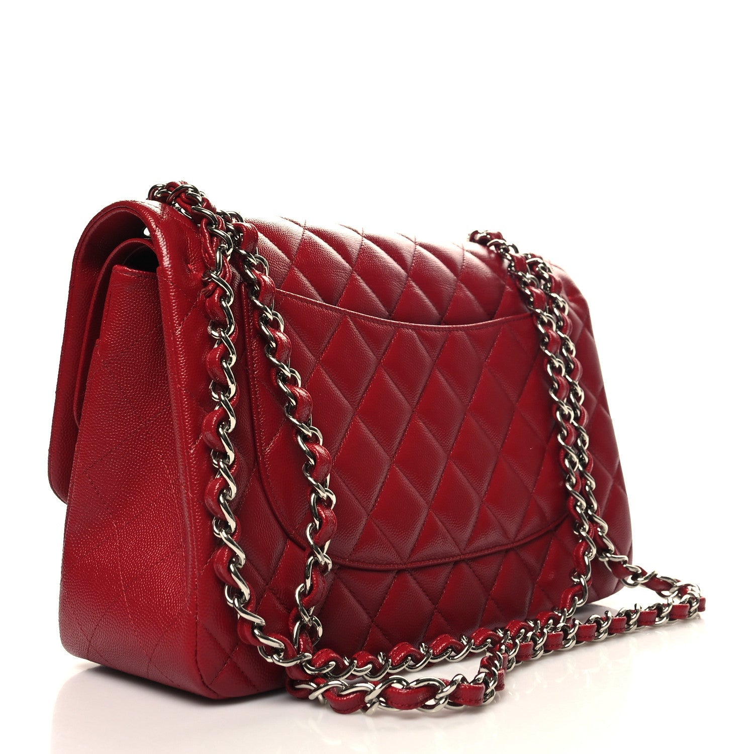 Caviar Quilted Jumbo Double Flap Red