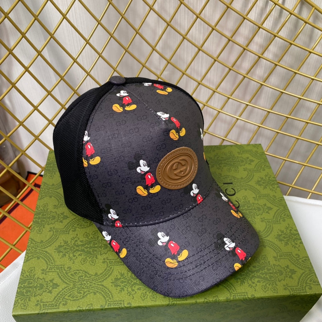 Cartoon Leather Patchwork Mesh Baseball Cap