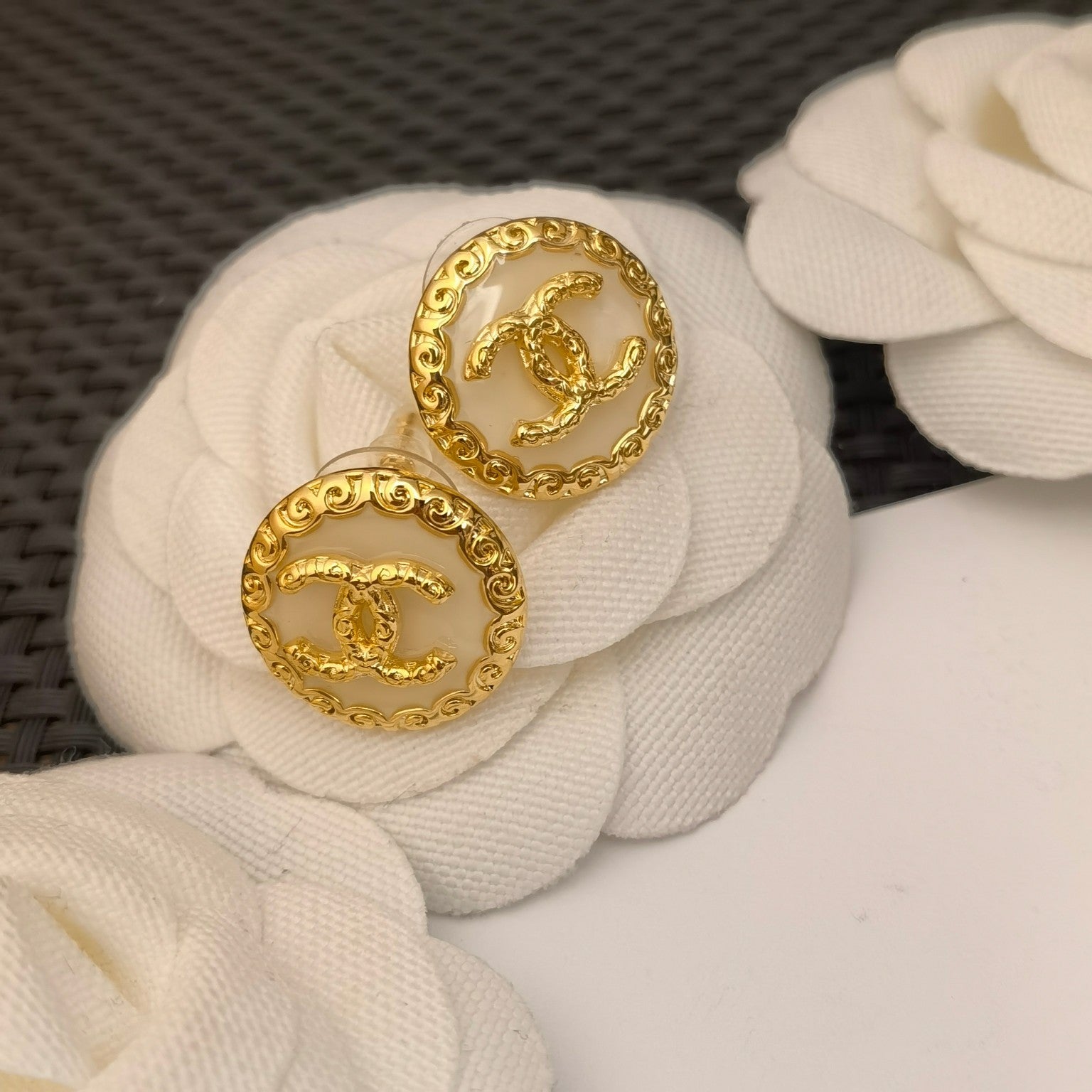 Vintage Gold Plated Round Stud Earrings