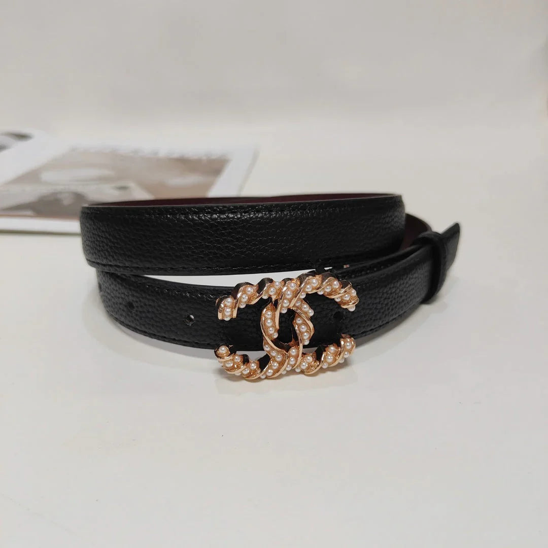 4 Colors fashion pearl leather belt