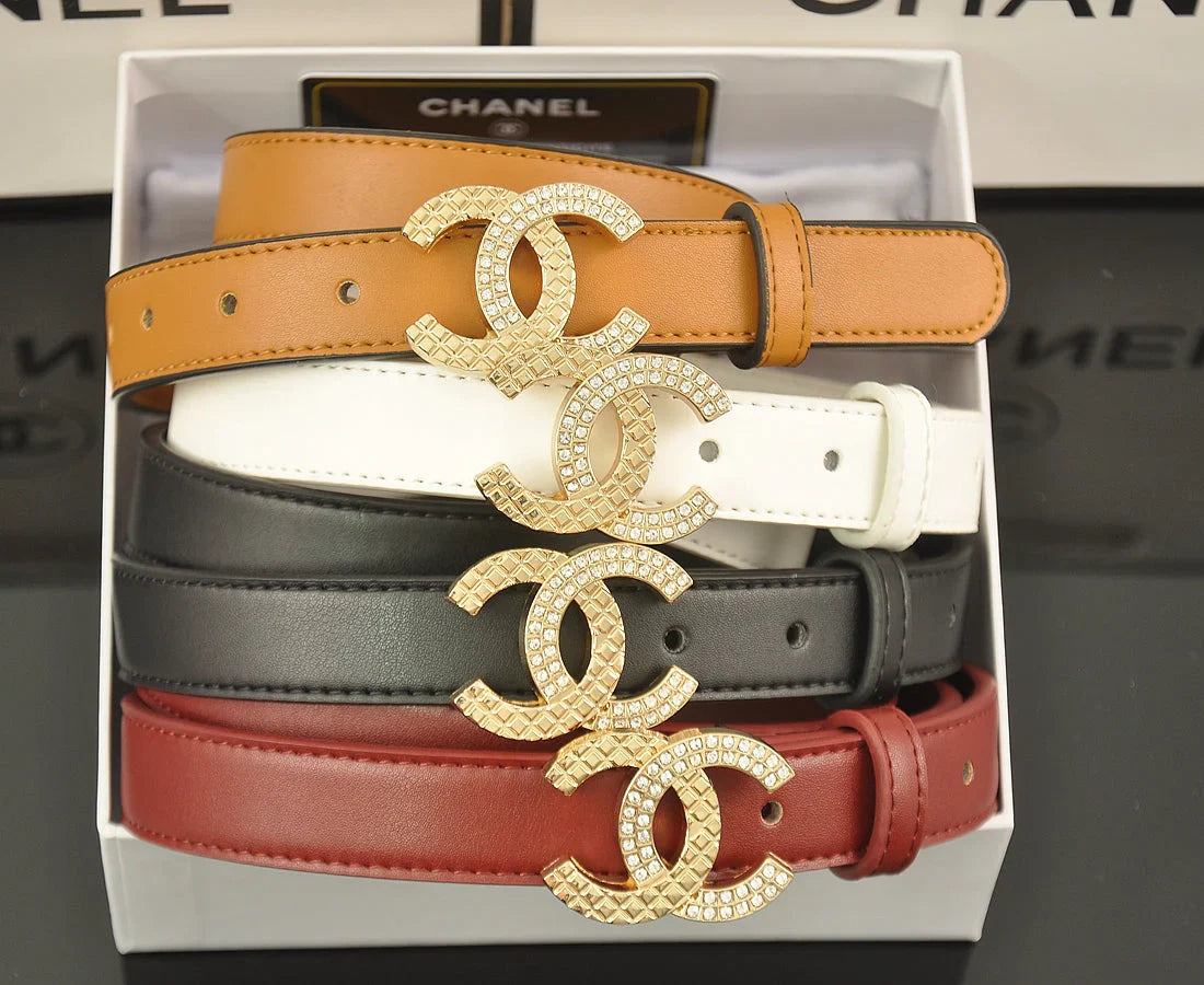 4 Colors fashion double C half rhinestone belt