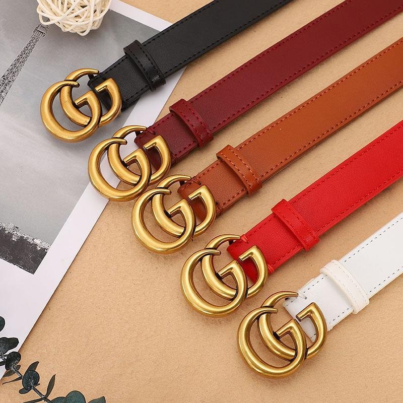 5 Colors Fashion Double G Letter Ladies Leather Belt