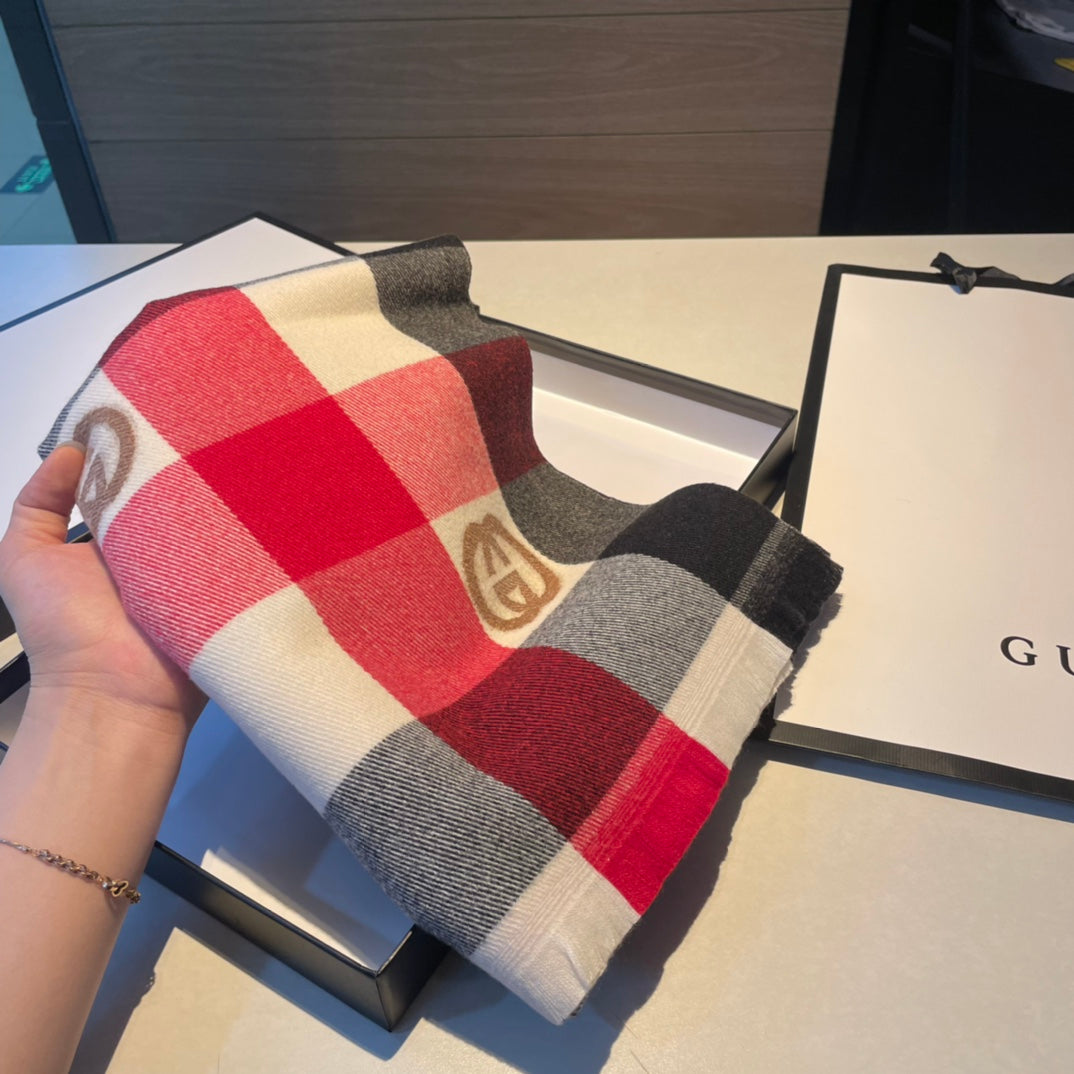 Monogram Check Cashmere Scarf