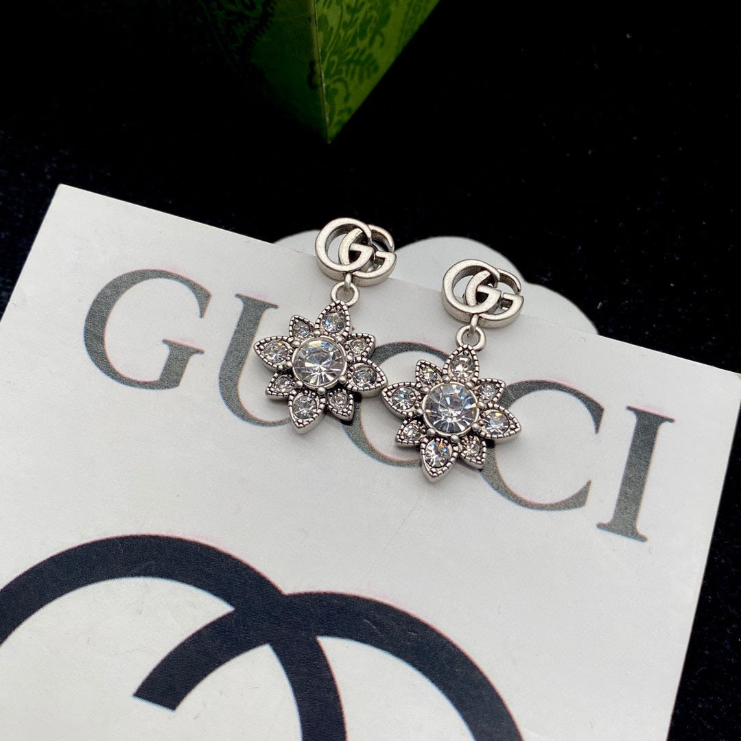 Crystal Diamond Flowers Letters Earrings