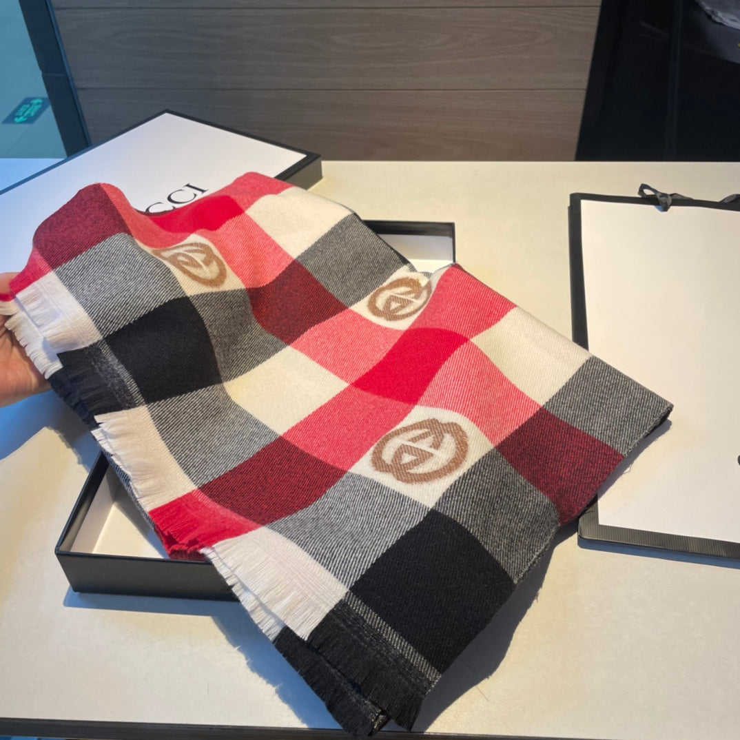 Monogram Check Cashmere Scarf