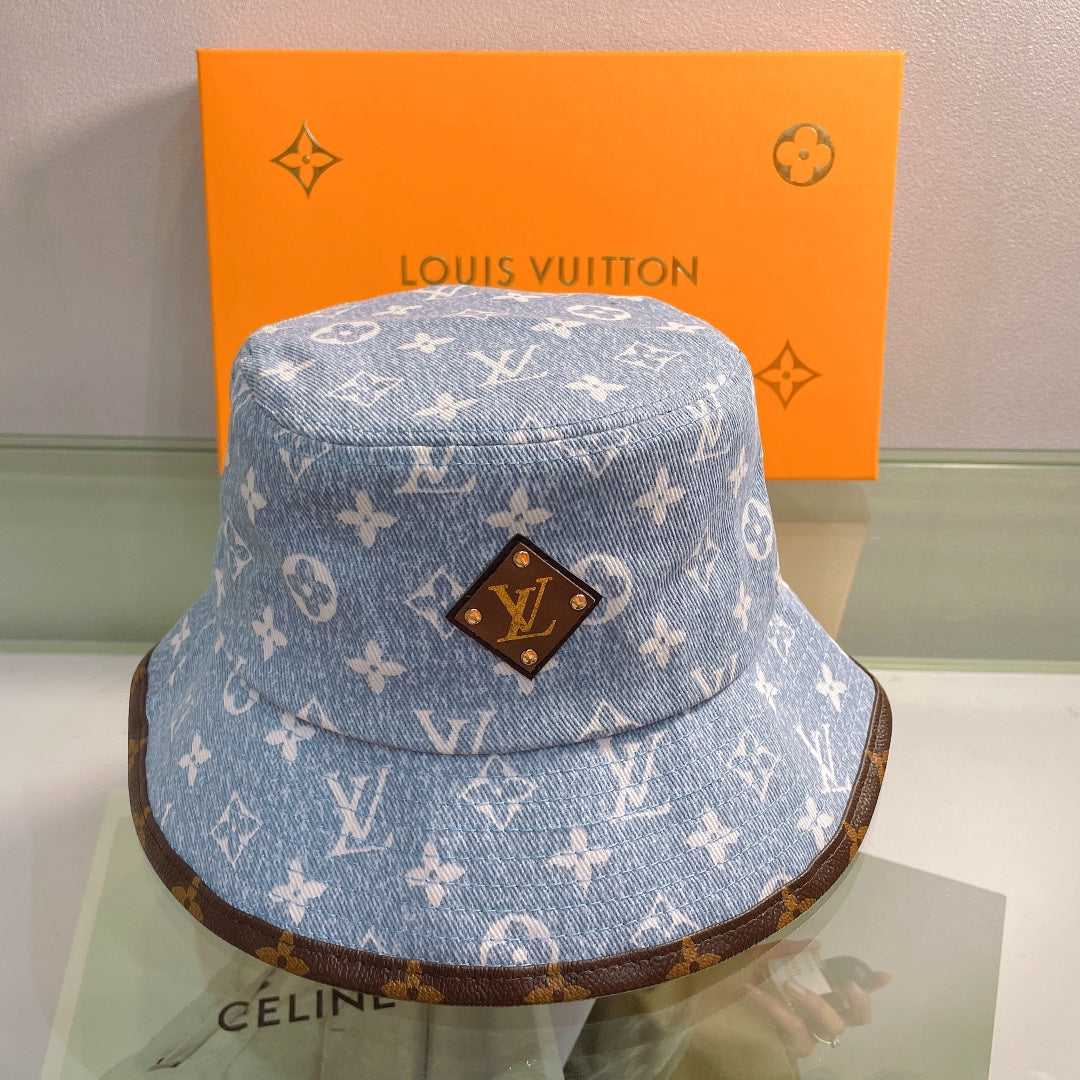 Classic Print Leather Brim Bucket Hat