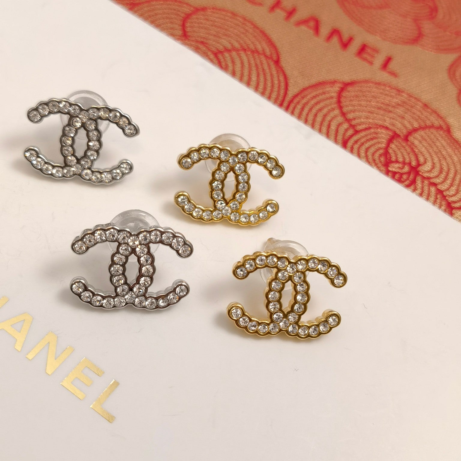 2-Color Diamond Logo Earrings