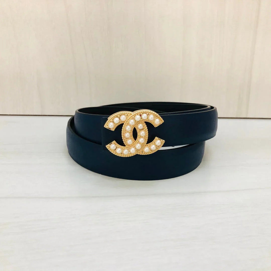 6 Colors Fashion Pearl Letter Leather Belt