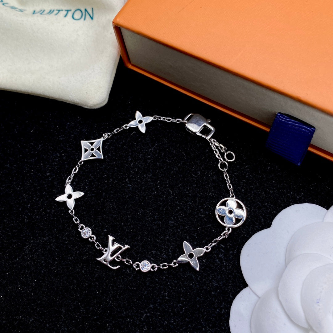 Classic Diamond Monogram Flower Bracelet