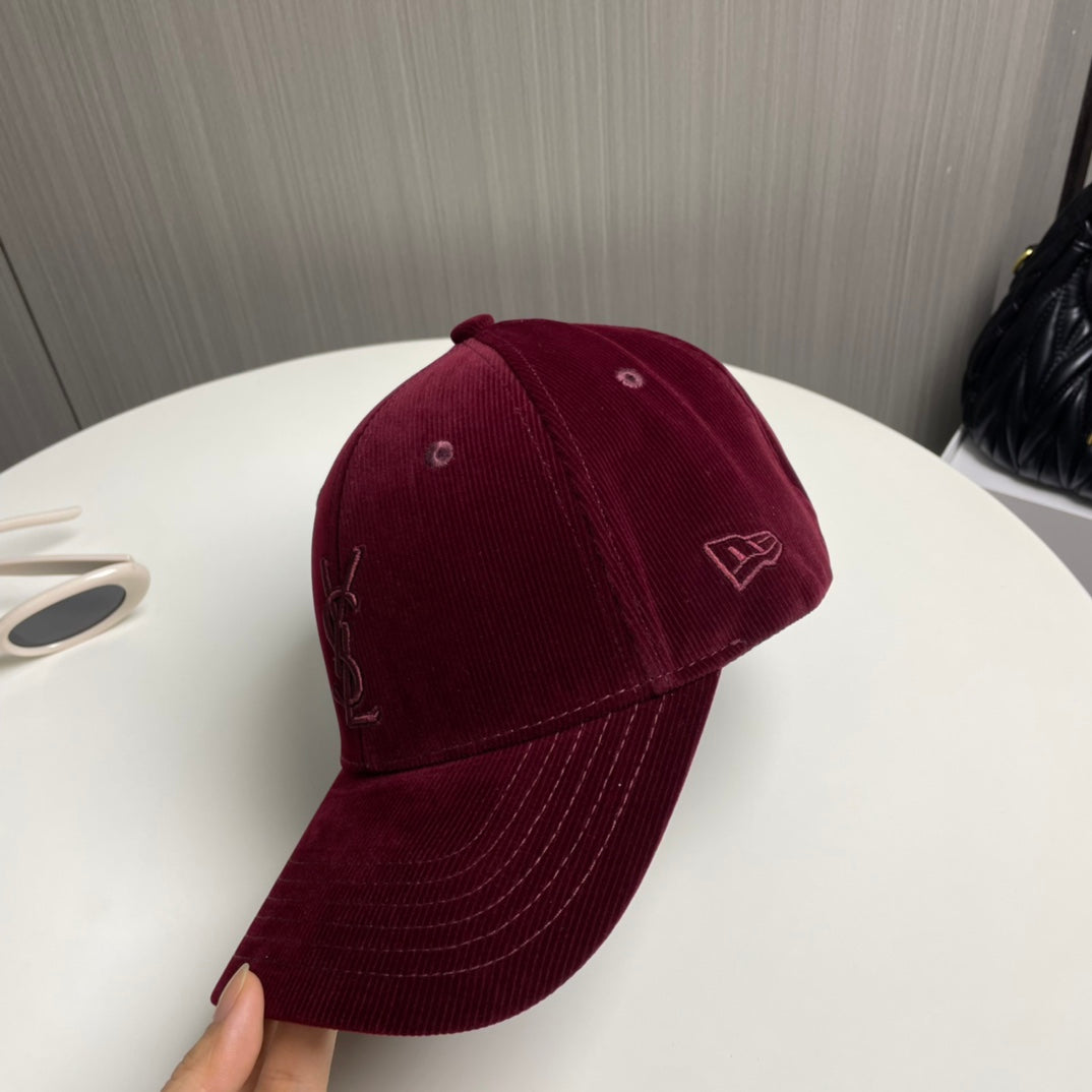 Letter Embroidered Corduroy Baseball Cap