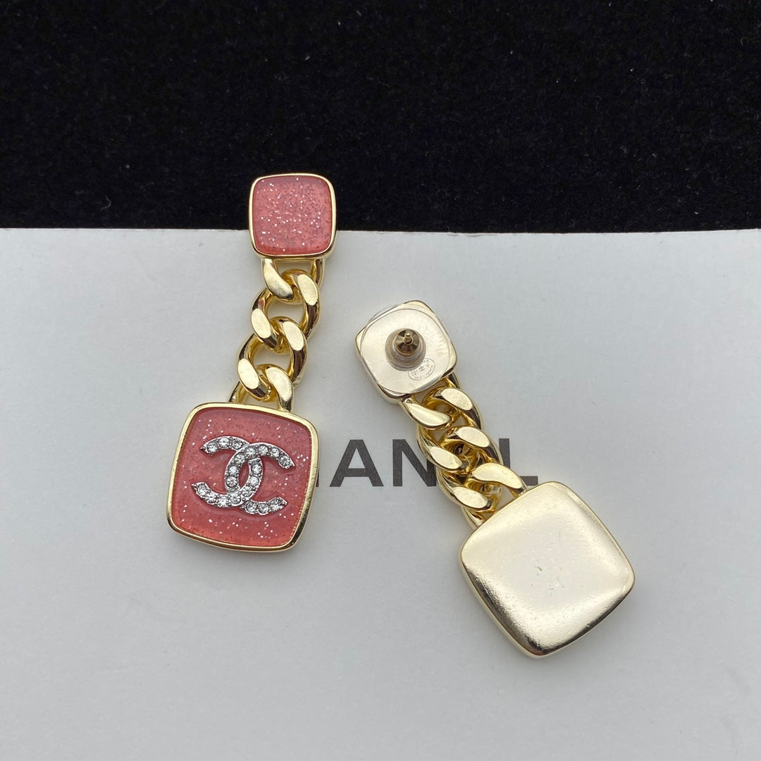 Sparkling Pink Enamel Earrings