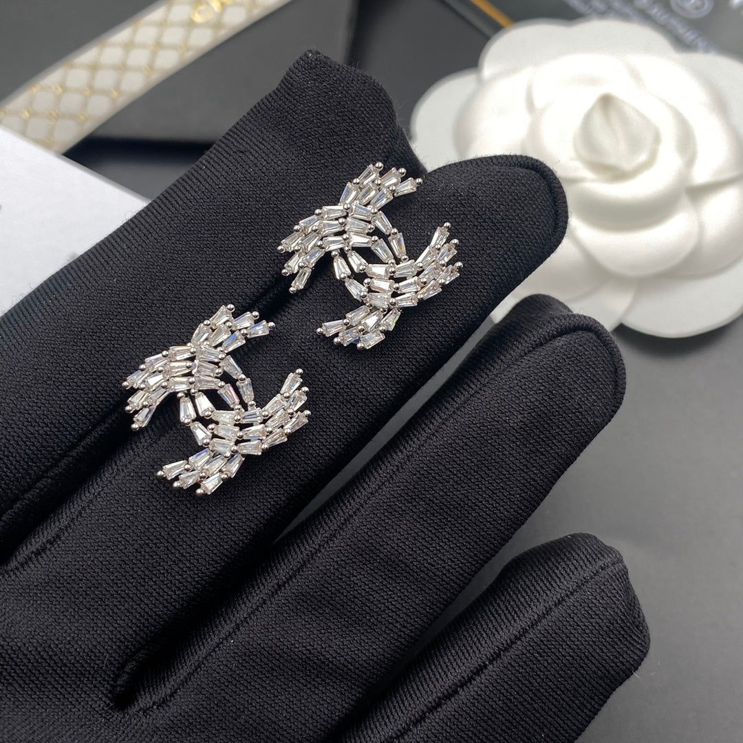 Sparkling Crystal and Diamond Earrings