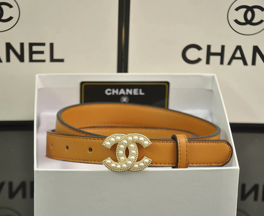 4 Colors fashion double C pearl belt