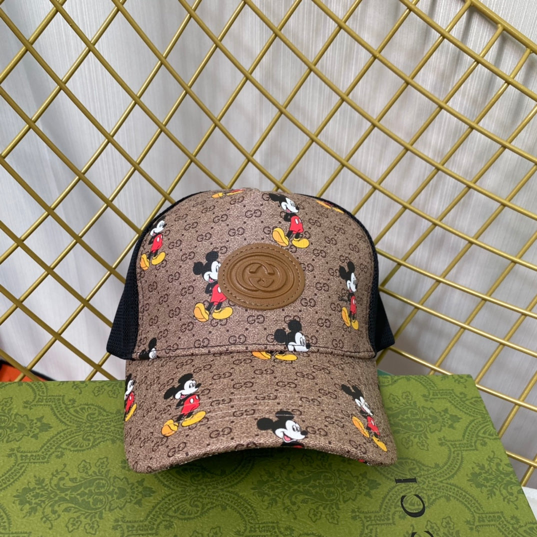 Cartoon Leather Patchwork Mesh Baseball Cap