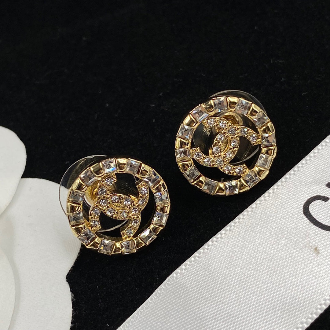 Sparkling Zircon Alphabet Stud Earrings