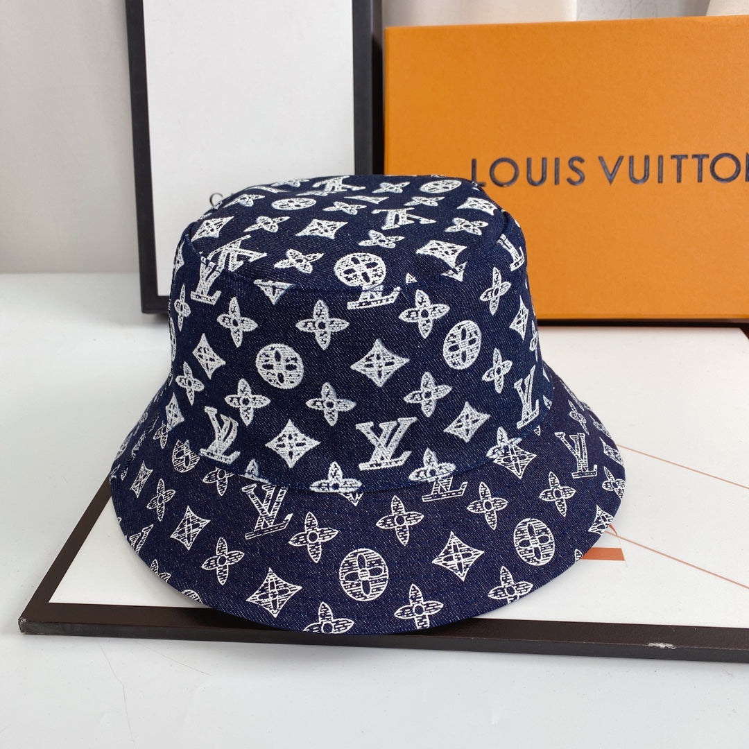 Monogram Print Denim Bucket Hat