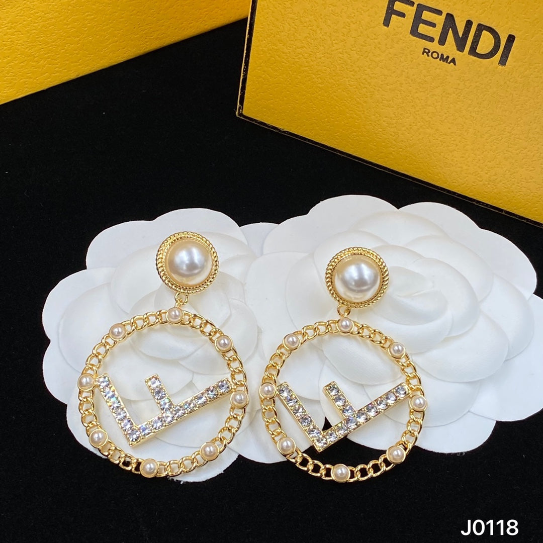 F Letter Pearl Earrings