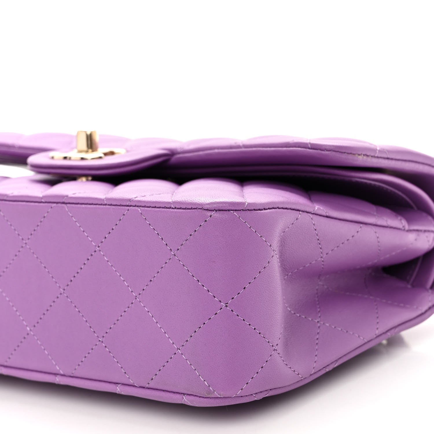 Lambskin Quilted Small Double Flap Purple