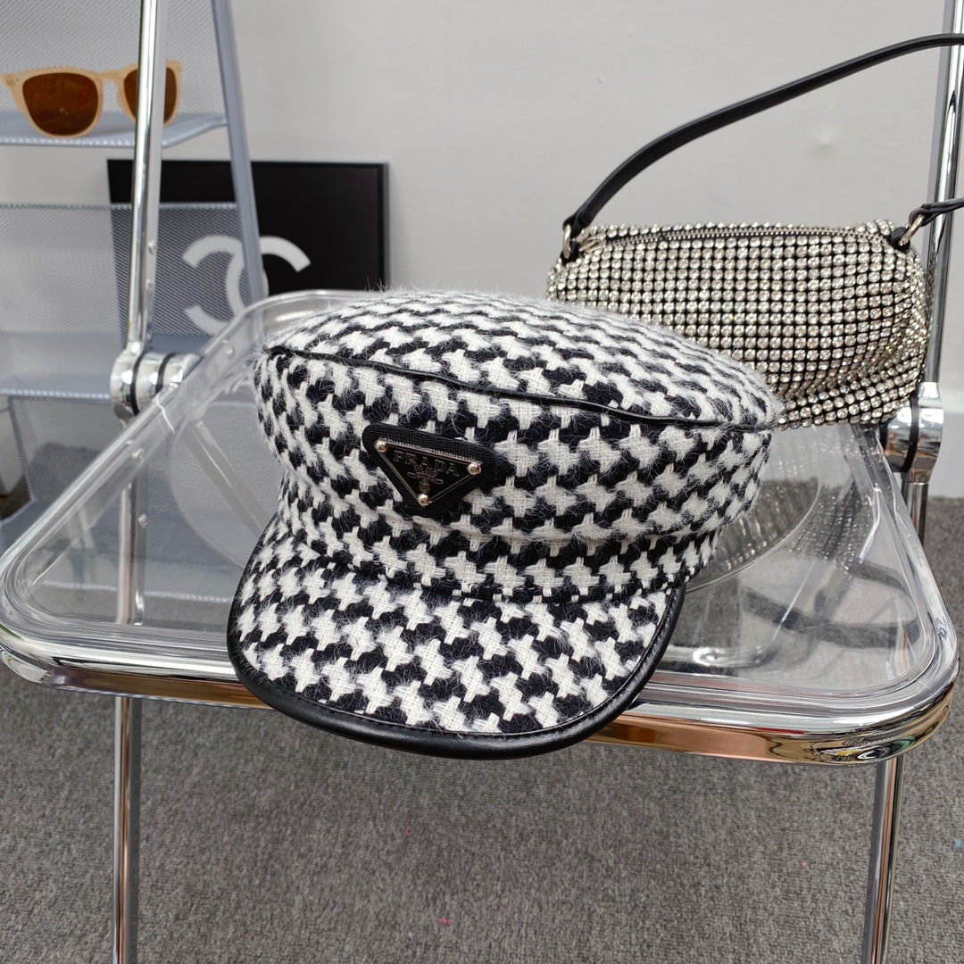 Temperament Houndstooth Navy Hat