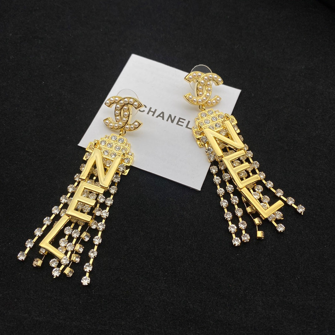 Sparkling Full Diamond Tassel Earrings