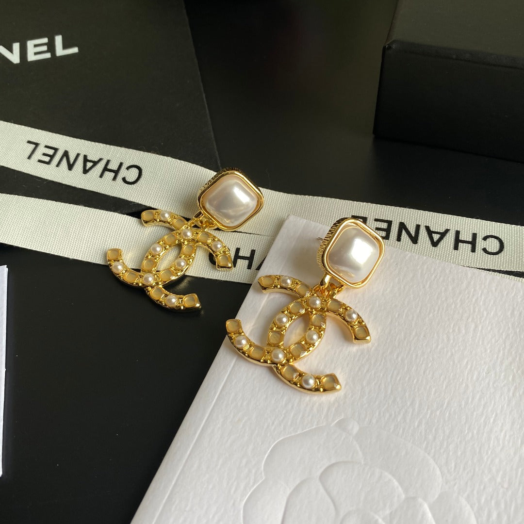 Chic and Elegant Logo Drop Earrings