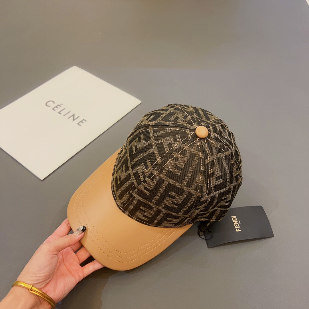 Letter Jacquard Leather Panel Baseball Cap