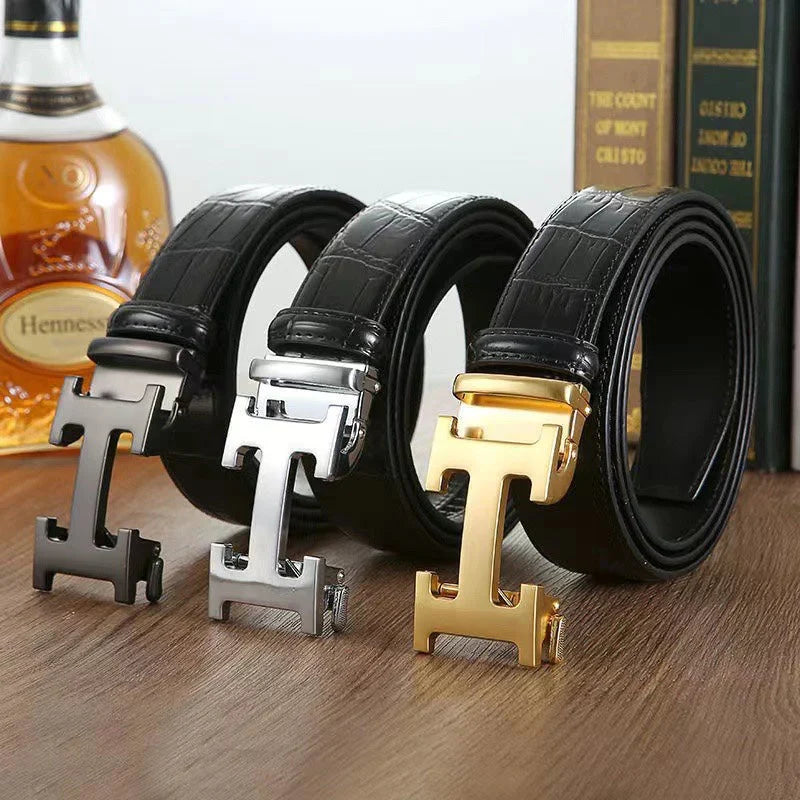 3 Colors Classic Alphabet Buckle Leather Belt