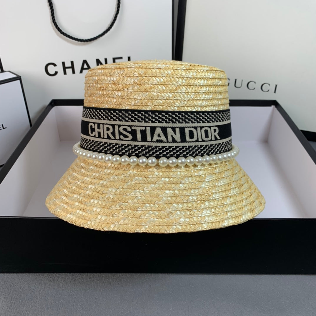 Pearl Web Straw Bucket Hat