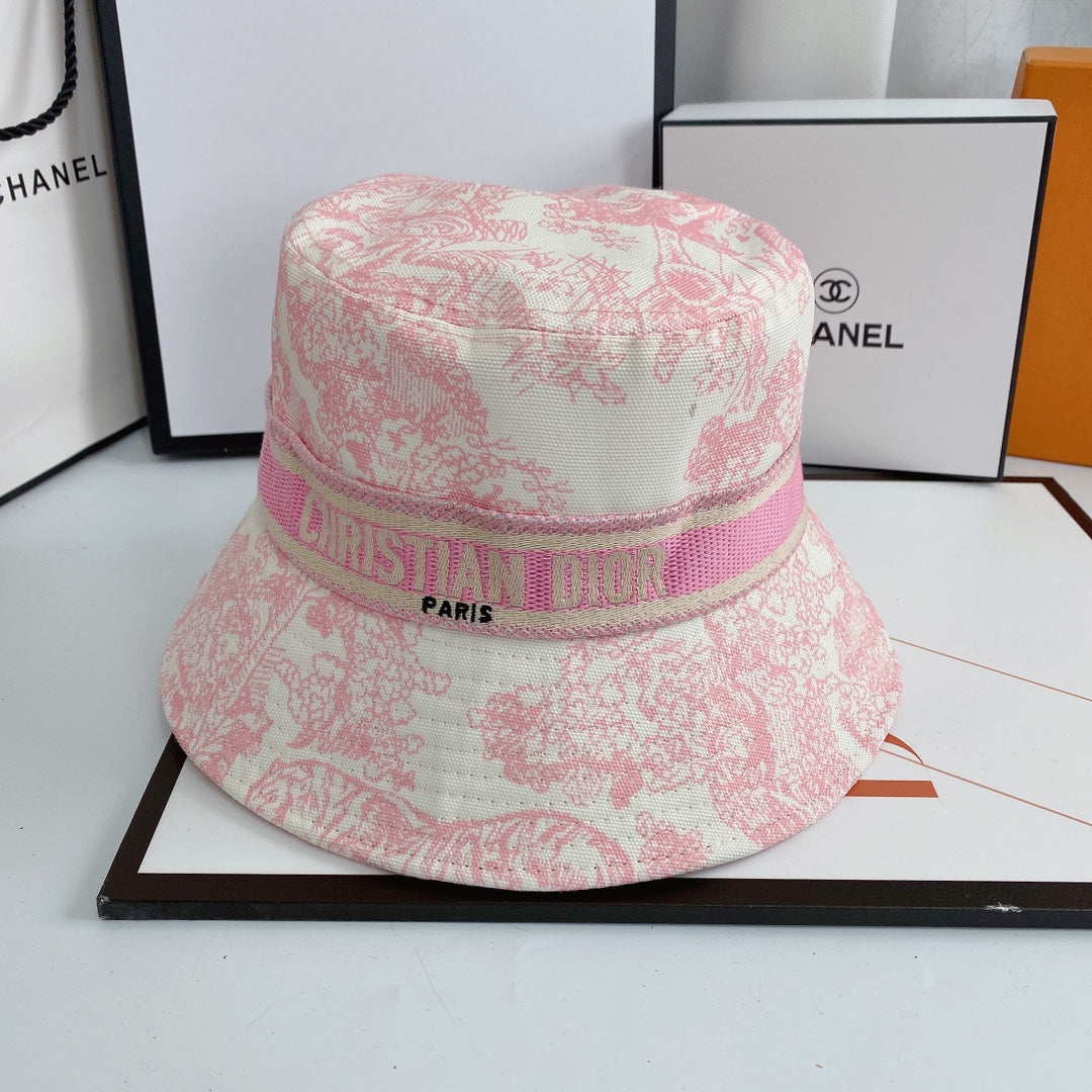 Embroidered Webbing Pattern Bucket Hat