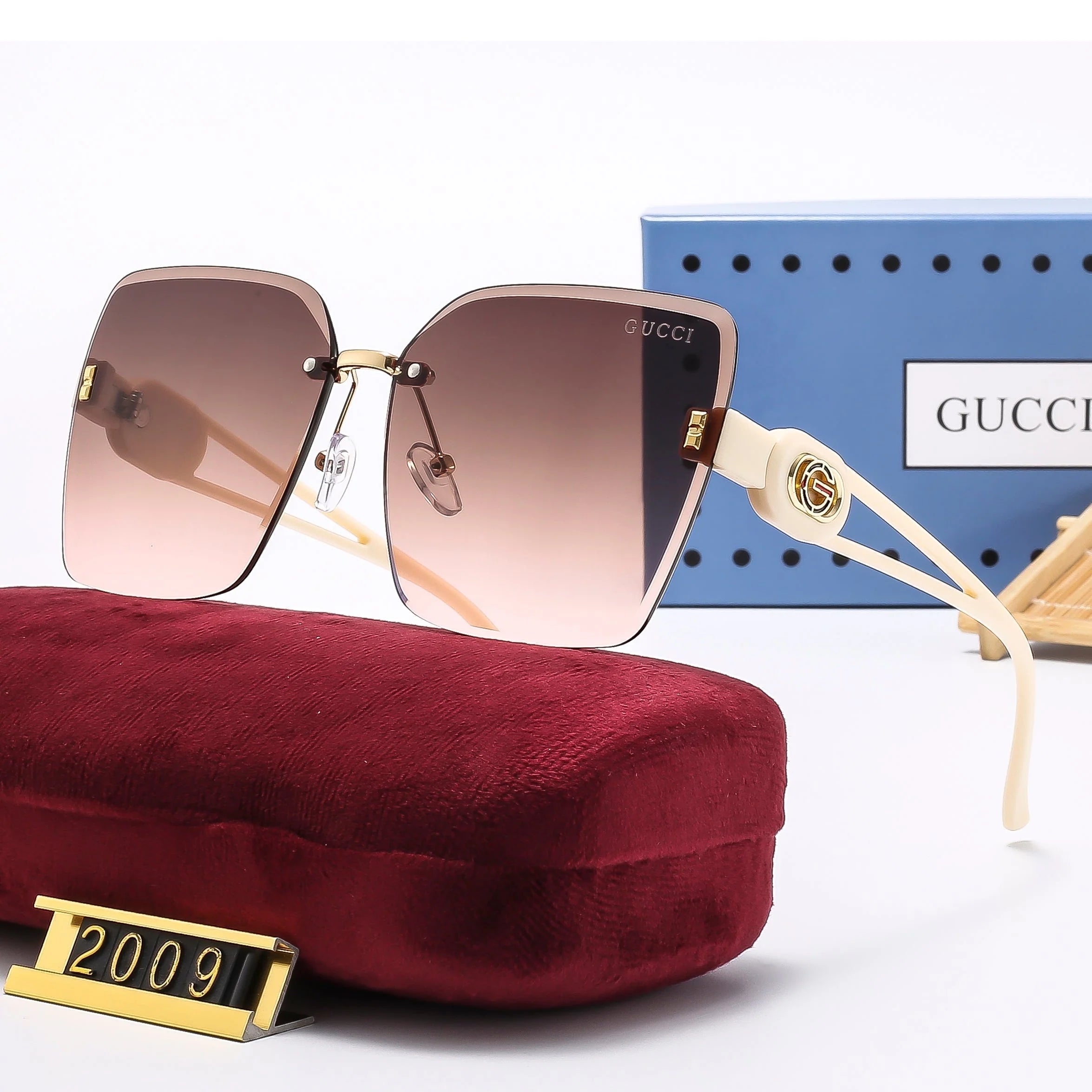 Frameless cut-edge personalized retro square frame sunglasses