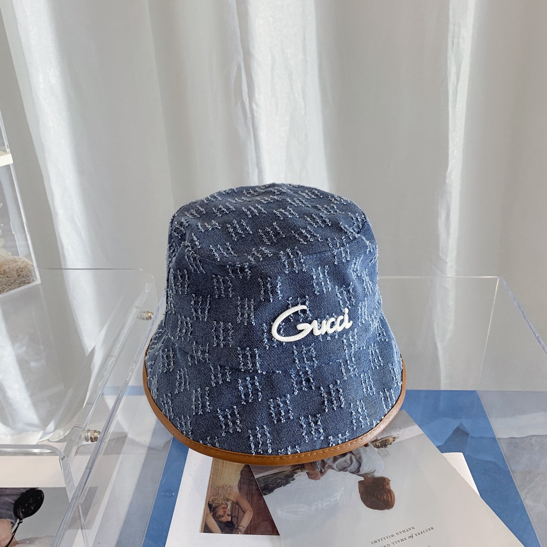 Embroidered Letter Cowboy Bucket Hat