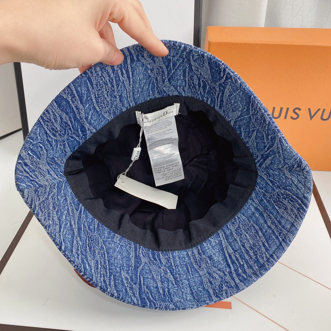 Letter Embroidered Denim Bucket Hat