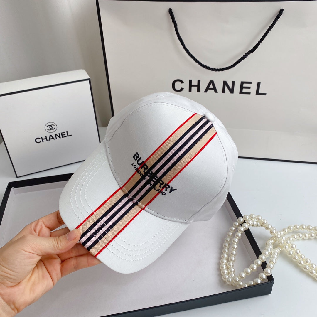 Striped Embroidered Letter Baseball Cap