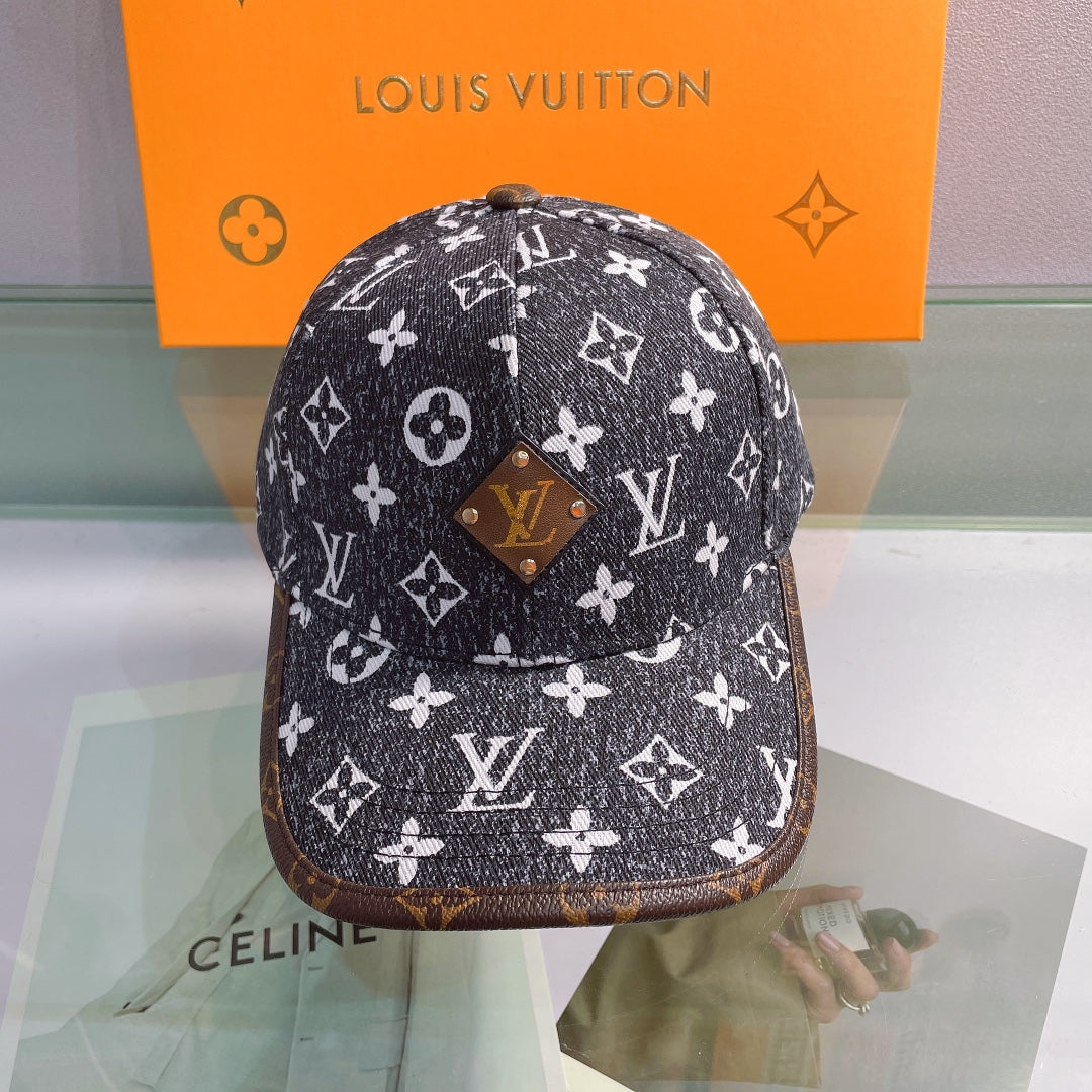 New Full Logo Leather Trim Baseball Cap