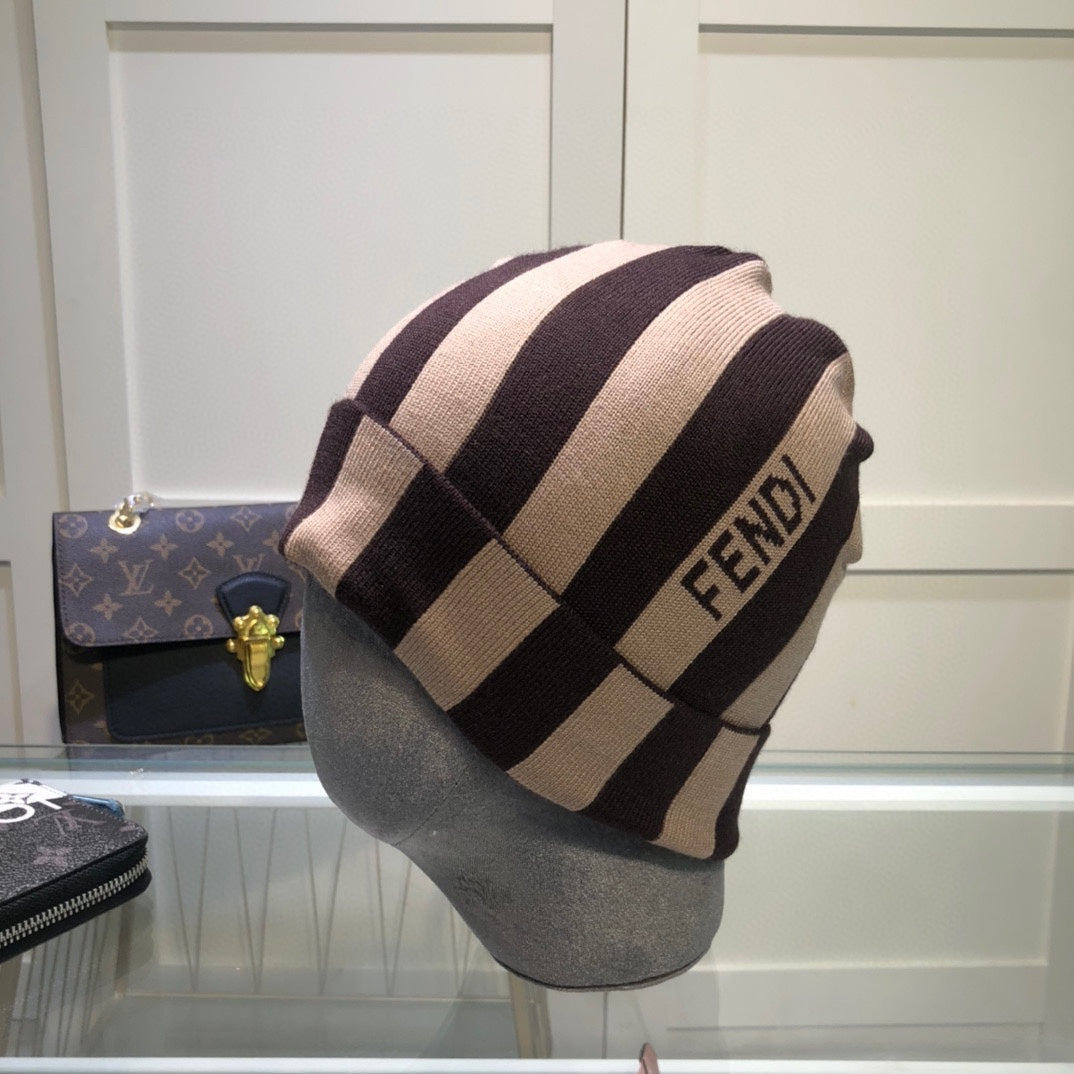 Classic Striped Cashmere Knit Hat