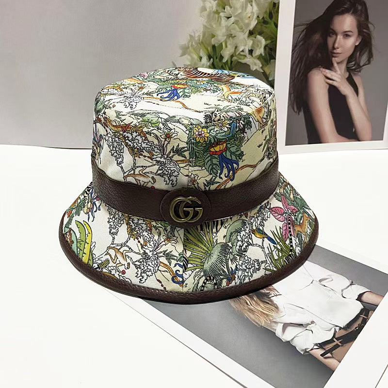 Jungle Print Metal Logo Bucket Hat