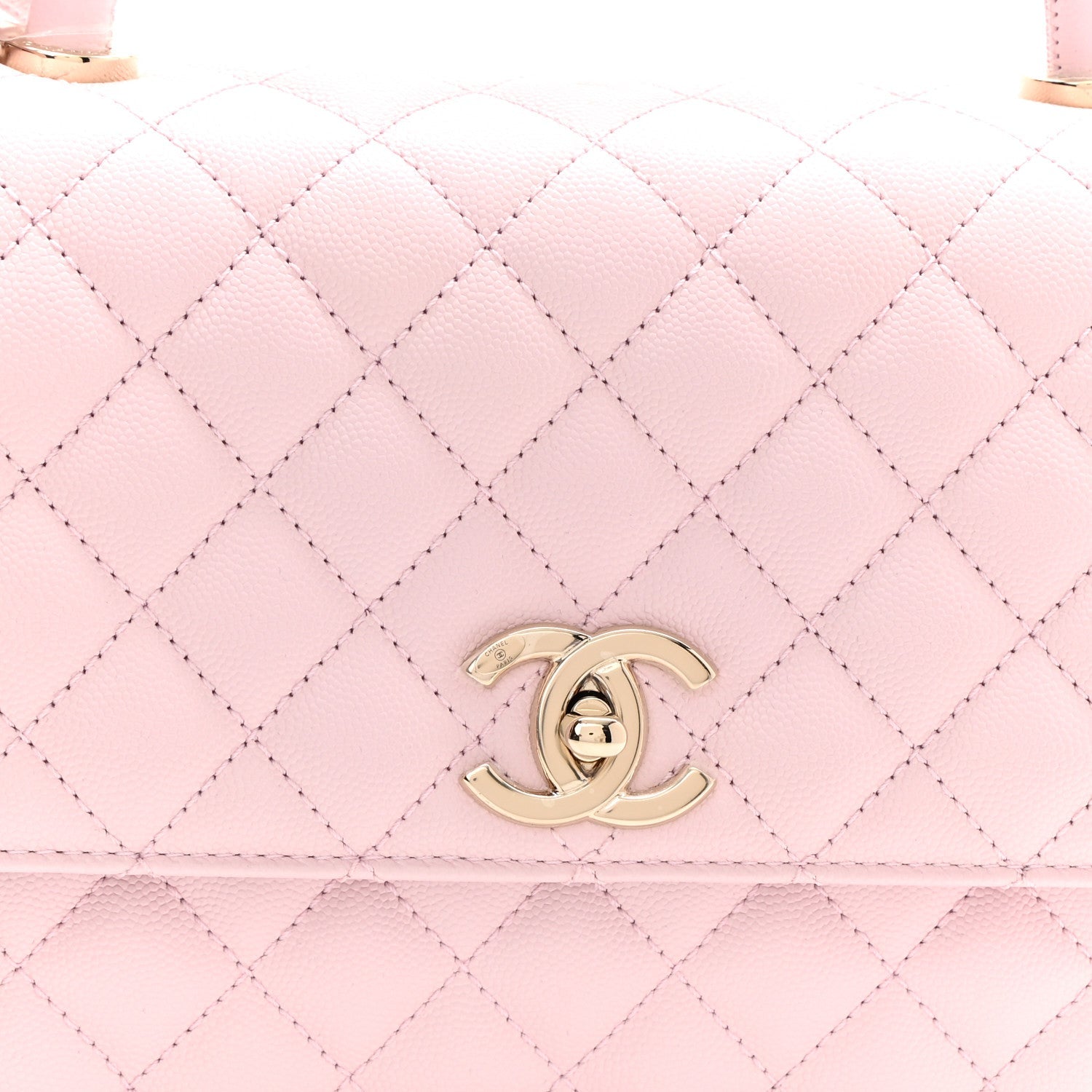 Caviar Quilted Small Coco Handle Flap Light Pink