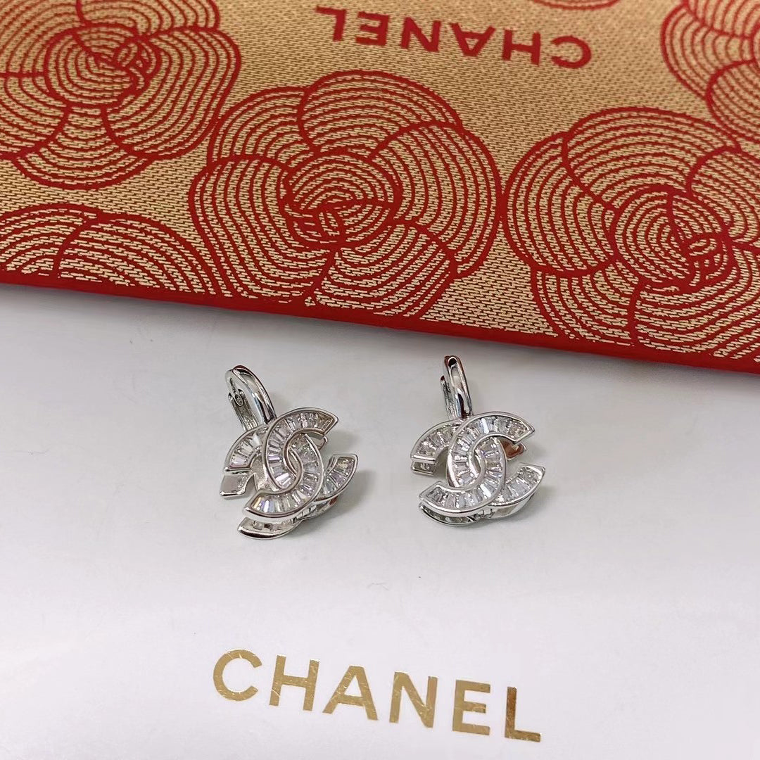 Rhinestone Logo Fashion Earrings